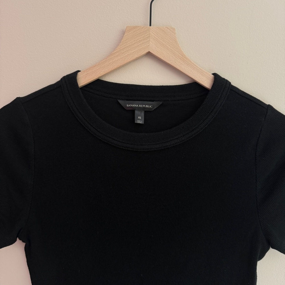 Banana Republic Basic Ribbed Tee - Black - image 2
